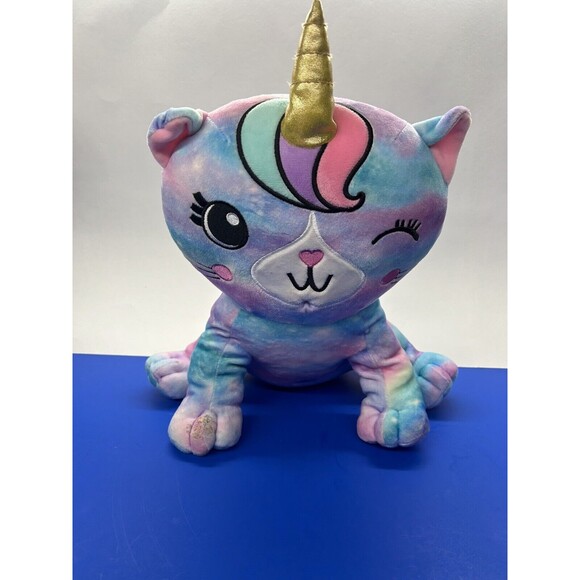 Caticorn Unicorn 2 Scoops 14" Tye Tie Dye Stuffed Plush Embroidered Eyes - Picture 1 of 6